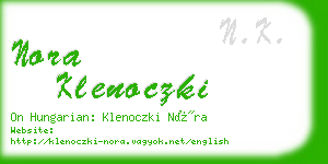 nora klenoczki business card